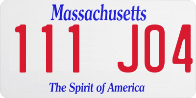 MA license plate 111JO4