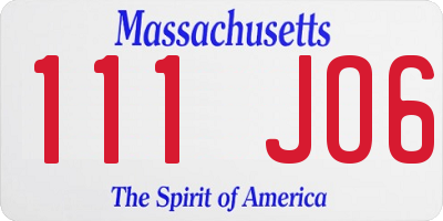 MA license plate 111JO6