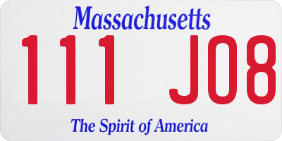 MA license plate 111JO8