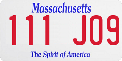 MA license plate 111JO9