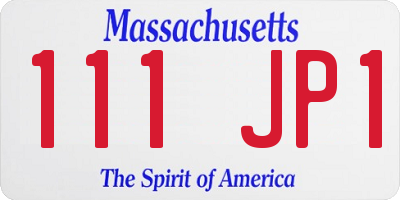 MA license plate 111JP1