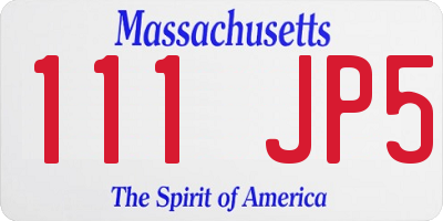 MA license plate 111JP5