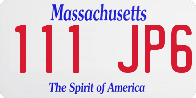 MA license plate 111JP6