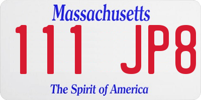 MA license plate 111JP8