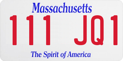 MA license plate 111JQ1