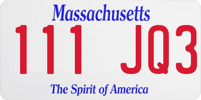 MA license plate 111JQ3