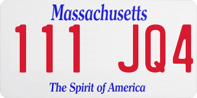 MA license plate 111JQ4