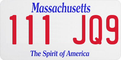 MA license plate 111JQ9