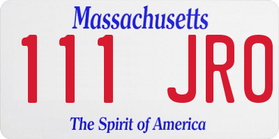 MA license plate 111JR0