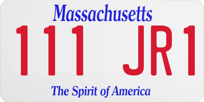 MA license plate 111JR1