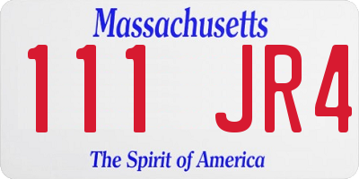 MA license plate 111JR4