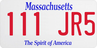 MA license plate 111JR5