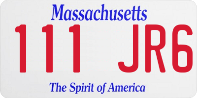 MA license plate 111JR6