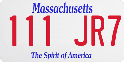 MA license plate 111JR7