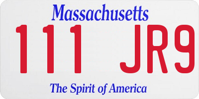 MA license plate 111JR9
