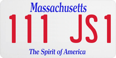 MA license plate 111JS1
