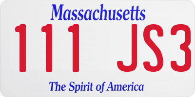 MA license plate 111JS3