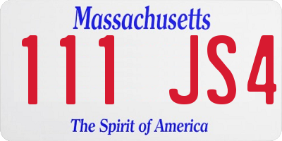 MA license plate 111JS4