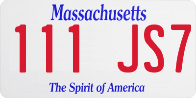 MA license plate 111JS7