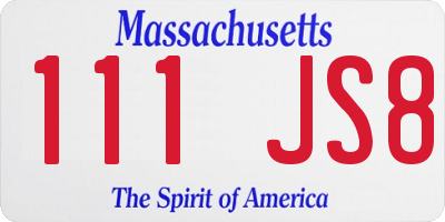 MA license plate 111JS8