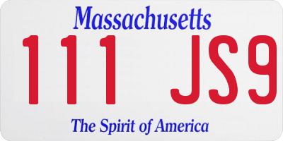 MA license plate 111JS9