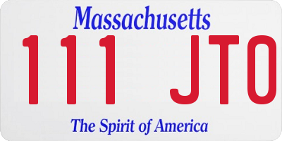 MA license plate 111JT0