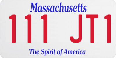 MA license plate 111JT1