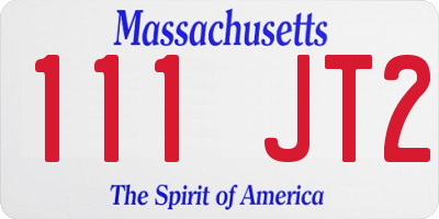 MA license plate 111JT2