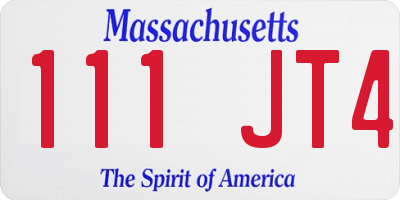 MA license plate 111JT4