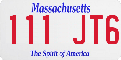 MA license plate 111JT6