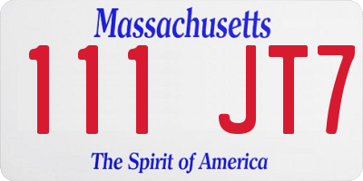 MA license plate 111JT7