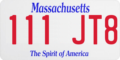 MA license plate 111JT8