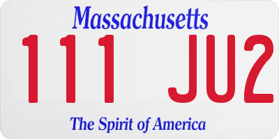 MA license plate 111JU2