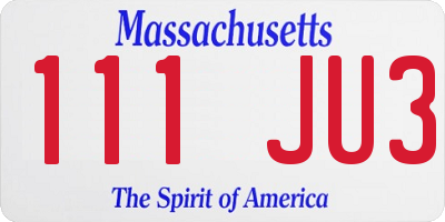 MA license plate 111JU3