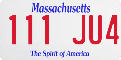 MA license plate 111JU4