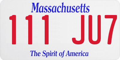 MA license plate 111JU7