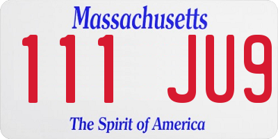 MA license plate 111JU9