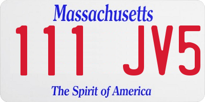MA license plate 111JV5