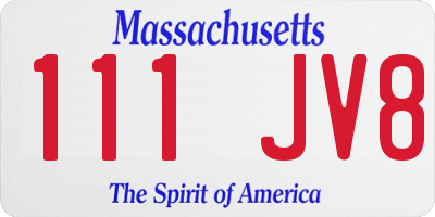 MA license plate 111JV8