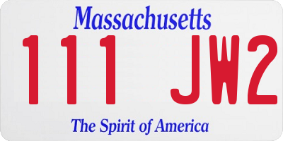 MA license plate 111JW2