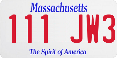 MA license plate 111JW3