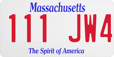 MA license plate 111JW4
