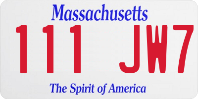 MA license plate 111JW7