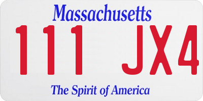 MA license plate 111JX4