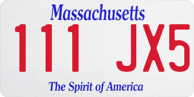 MA license plate 111JX5