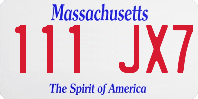 MA license plate 111JX7