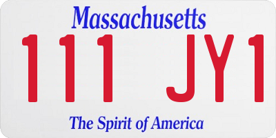 MA license plate 111JY1