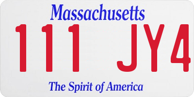 MA license plate 111JY4