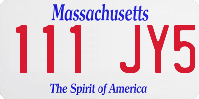 MA license plate 111JY5