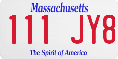 MA license plate 111JY8
